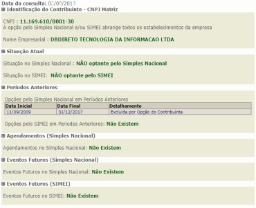 Comprovante de Situação Cadastral no Simples Nacional - SIMEI